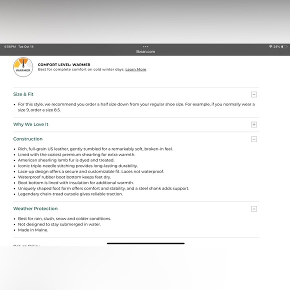 L.L. Bean Bean Boots Women’s Tan 8" Real Shearling-Lined Insulated 9 Free People - Picture 7 of 9